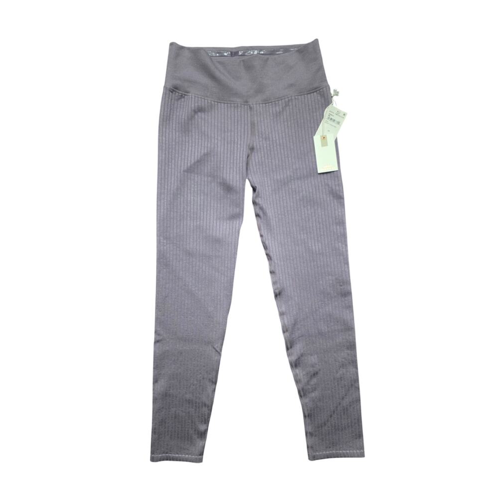 NWT Good American Wide Ribbed Compression Leggings Dusty Violet Sz 3/4 - US L/XL